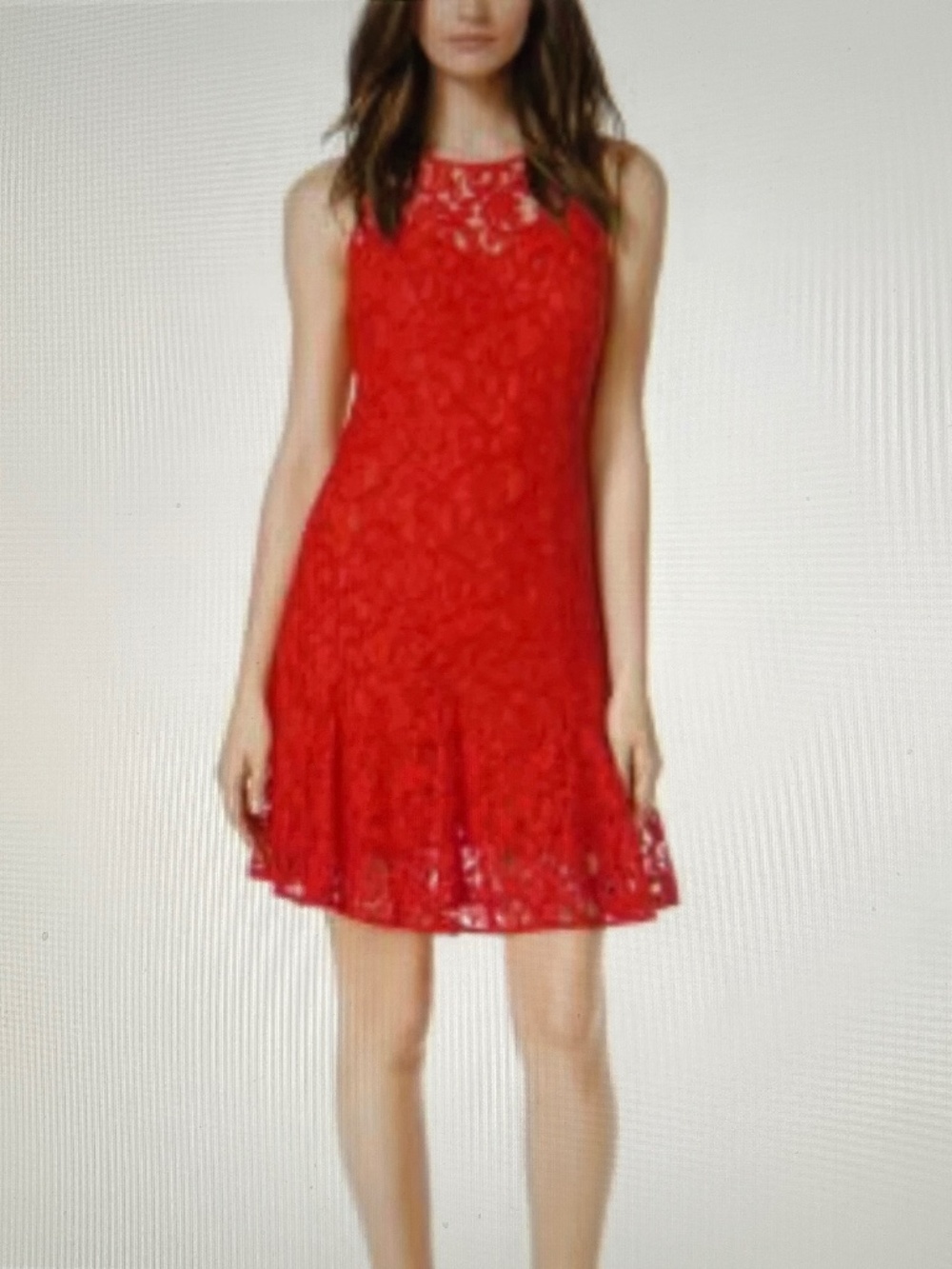 Michael Kors Red Lace Sleeveless Dress with Ruffle Size 10P